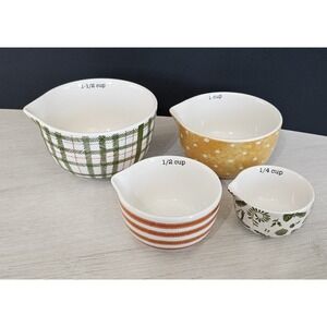 Chad Barrett Nesting Measuring Cups Set of 4 Green Yellow Orange Ceramic